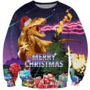 Bluza 3D świąteczna okrągły dekolt S. Loveternal Unisex dinozaur