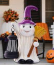 Figurka ogrodowa dekoracyjna na Halloween Duch z latarnią LED 25cm