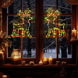 Dekoracja okienna Lampka LED w kształcie renifer Zestaw 2 szt 36,5x20cm