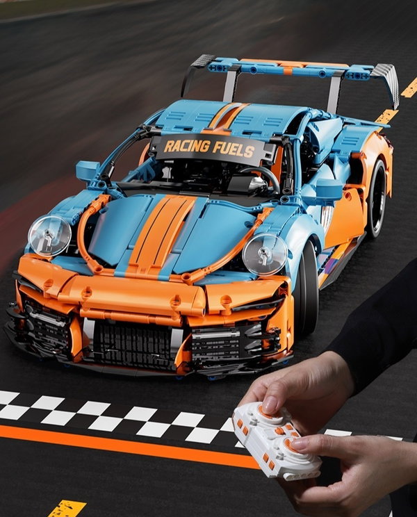 Klocki Technik zdalnie sterowane auto Porsche 911 niebieskie + pilot, 50cm