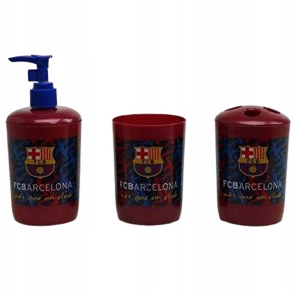 Zestaw do łazienki plastikowy FC Barcelona 3 el. oryginalna licencja kubki