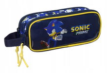Piórnik Szkolny Podwójny Dla Chłopca Saszetka Czarny Niebieski Zamek Sonic