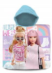RĘCZNIK plażowy kąpielowy 60X120 cm okrycie z kapturem ponczo Barbie