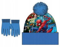 CZAPKA ZIMOWA Z RĘKAWICZKAMI CHŁOPIĘCA KOMPLET SPIDERMAN 54 NIEBIESKA