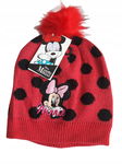 Czapka Zimowa z pomponem Myszka MINNIE dzianina 52 czerwona