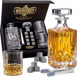 ZESTAW DO WHISKY BARMAŃSKI DLA NIEGO NA PREZENT 2 SZKLANKI KAMIENIE KARAFKA