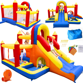 PLAC ZABAW DMUCHANY DZIECI ZJEŻDŻALNIA DO OGRODU Z DMUCHAWĄ 3,7x3,5x1,9 m