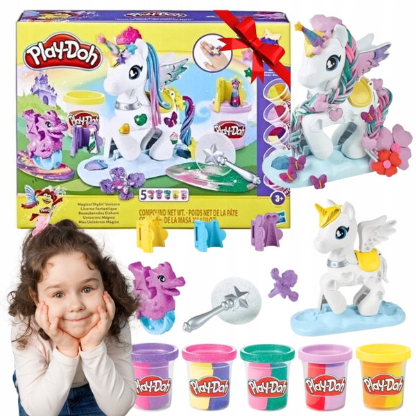 CIASTOLINA PLASTELINA PLAYDOH ZESTAW MASA PLASTYCZNA JEDNOROŻEC 5 TUB