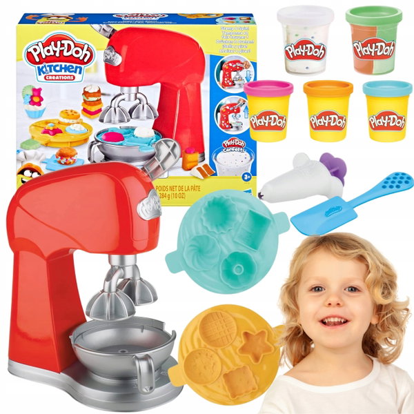 CIASTOLINA PLASTELINA PLAYDOH ZESTAW MASA PLASTYCZNA MIKSER 5 TUB