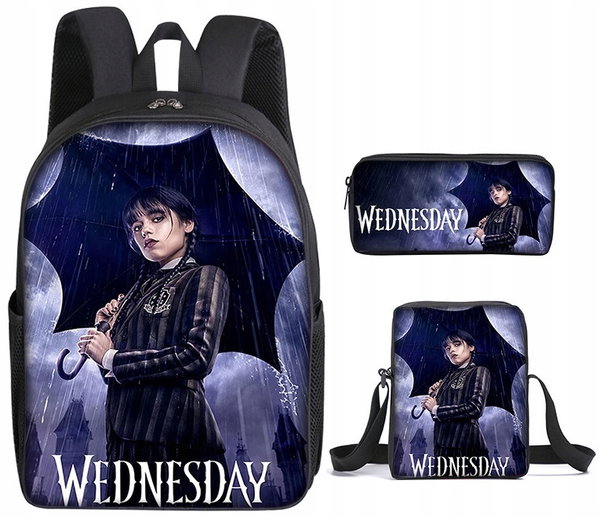 PLECAK SZKOLNY PIÓRNIK TORBA ZESTAW 3w1 WEDNESDAY
