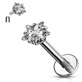 Labret Kolczyk do Ucha Kryształek SS316L 1,2/10/4 mm