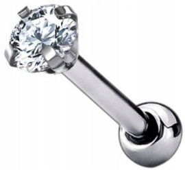 Kolczyk do Ucha, Chrząstki Kryształek SS316L 1,2/6/5 mm
