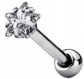 Kolczyk do Ucha, Chrząstki Cyrkonia Gwiazda SS316L 1,2/6/5 mm