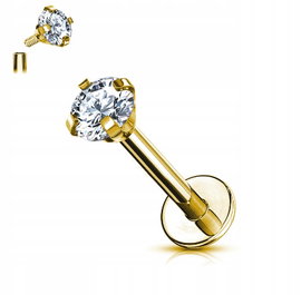 Labret Kolczyk do Ucha Kryształek SS316L 1,2/6/2