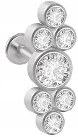 LABRET Śliczny Kolczyk z Cyrkoniami SS316L 1,2/8