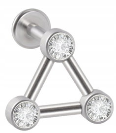 LABRET Śliczny Kolczyk z Cyrkoniami SS316L 1,2/8