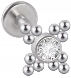 LABRET Śliczna Cyrkonia z Kuleczkami SS316L 1,2/6