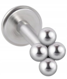 LABRET Śliczny Kolczyk z Kuleczkami SS316L 1,2/8