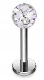 Tytanowy Kolczyk Labret PIERCING Kula z Cyrkoniami HELIX Lobe 1,2/8/3