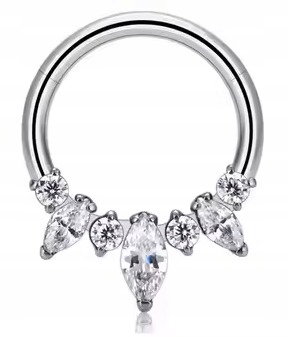 Tytanowy Kolczyk Clicker PIERCING Kółko z Cyrkoniami HELIX Lobe 1,2/8