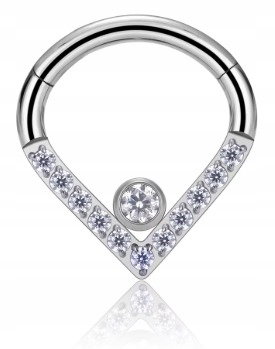 Tytanowy Kolczyk Clicker PIERCING Kółko z Cyrkoniami HELIX Lobe 1,2/8