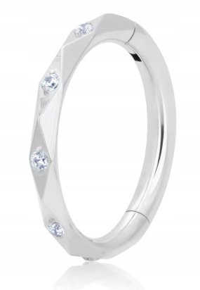 Srebrny Tytanowy Kolczyk Clicker PIERCING z Cyrkoniami HELIX Lobe 1,2/10