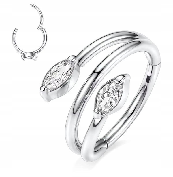 Tytanowy Kolczyk Clicker PIERCING kółko Cyrkonie Muszla HELIX Lobe 1,2/8