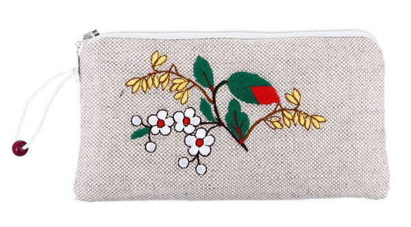 Etui lniane na telefon lub okulary z haftem kociewskim, 18 × 9,5 cm
