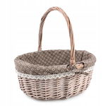 BRĄZOWY KOSZ WIKLINOWY Z MATERIAŁEM 34x28x15/34 cm TIN TOURS