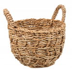 OKRĄGŁY KOSZ BOHO Z TRAWY MORSKIEJ Z UCHWYTAMI 23x23x16/23 cm