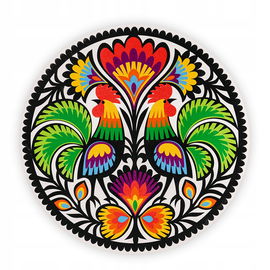 PODKŁADKA CERAMICZNA POD GARNEK FOLK - WZORY ŁOWICKIE - KOGUTY FOLKSTAR