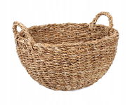 OKRĄGŁY KOSZ BOHO Z TRAWY MORSKIEJ Z UCHWYTAMI 35x35x15/19 cm