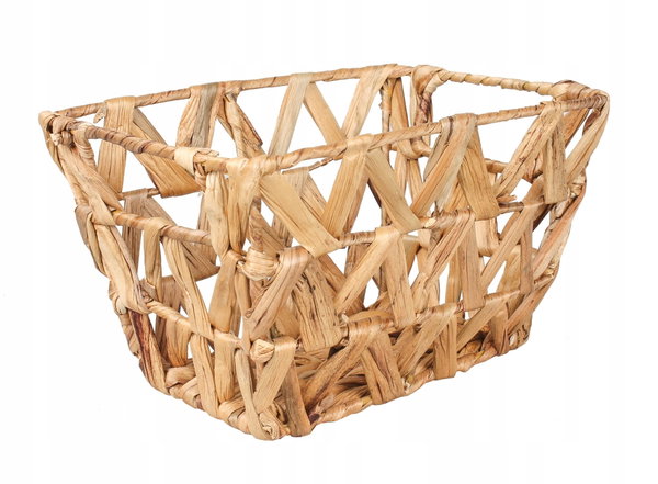 PROSTOKĄTNY KOSZYK BOHO Z HIACYNTA WODNEGO 23x17x14 cm