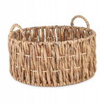 OKRĄGŁY KOSZ BOHO Z HIACYNTA WODNEGO Z UCHWYTAMI 40x40x19/24 cm