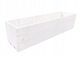 BIAŁA DREWNIANA SKRZYNKA NA KWIATY I ZIOŁA 60x18x15 cm