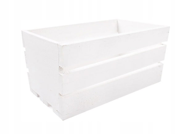 MAŁA BIAŁA DREWNIANA SKRZYNKA NA KWIATY I ZIOŁA 30x18x15 cm