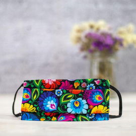 Maseczka ochronna folk dziecięca - wzory łowickie