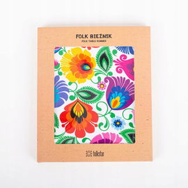 BIEŻNIK FOLK 40x140 CM WZORY ŁOWICKIE - BIAŁY FOLKSTAR