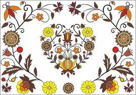 Pocztówka folk - wzory kaszubskie - haft borowiacki