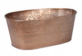 OWALNY MIEDZIANY METALOWY KOSZYK W RENIFERY 30x20x12 cm