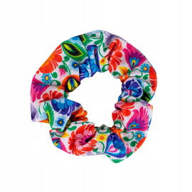 GUMKA DO WŁOSÓW SCRUNCHIE - WZORY FOLK - ŁOWICKA CZARNA FOLKSTAR