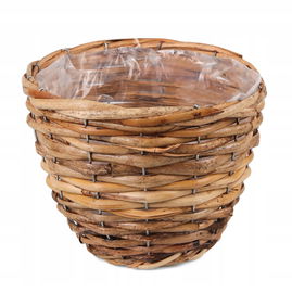 OKRĄGŁY KOSZ RATTANOWY Z FOLIĄ NA KWIATY 20x20x15 cm