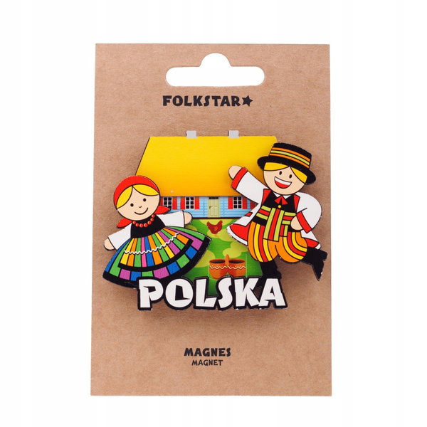 DREWNIANY MAGNES NA LODÓWKĘ FOLK - PARA ŁOWICKA FOLKSTAR