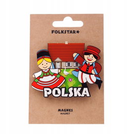DREWNIANY MAGNES NA LODÓWKĘ FOLK - PARA KURPIOWSKA FOLKSTAR