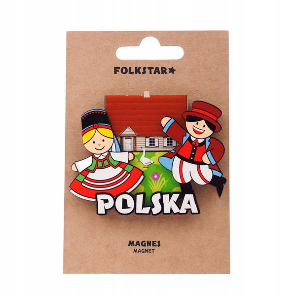 DREWNIANY MAGNES NA LODÓWKĘ FOLK - PARA KURPIOWSKA FOLKSTAR