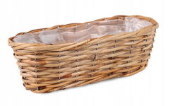 PODŁUŻNY KOSZ RATTANOWY NA KWIATY BALKONÓWKA 36x15x11 cm