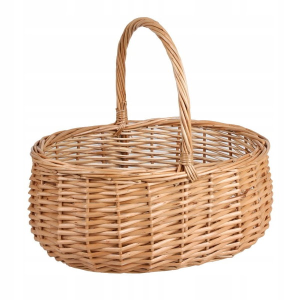 OWALNY KOSZYK WIKLINOWY Z PAŁĄKIEM 34x27x15/31 cm