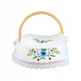 SERWETKA DO KOSZYCZKA NA ŚWIĘCONKĘ FOLK - HAFT KASZUBSKI WYKOŃCZONA KORONKĄ