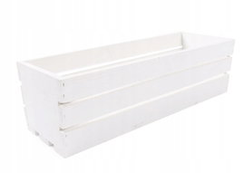 BIAŁA DREWNIANA SKRZYNKA NA KWIATY I ZIOŁA 50x18x15 cm