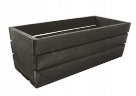 CZARNA DREWNIANA SKRZYNKA NA KWIATY I ZIOŁA 40x18x15 cm